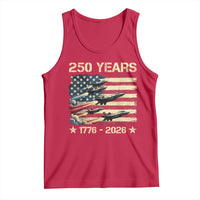 USA 250 Years 1776 2026 Patriotic Jets Trail American Flag Tank Top