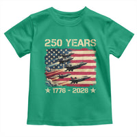 USA 250 Years 1776 2026 Patriotic Jets Trail American Flag Toddler T Shirt