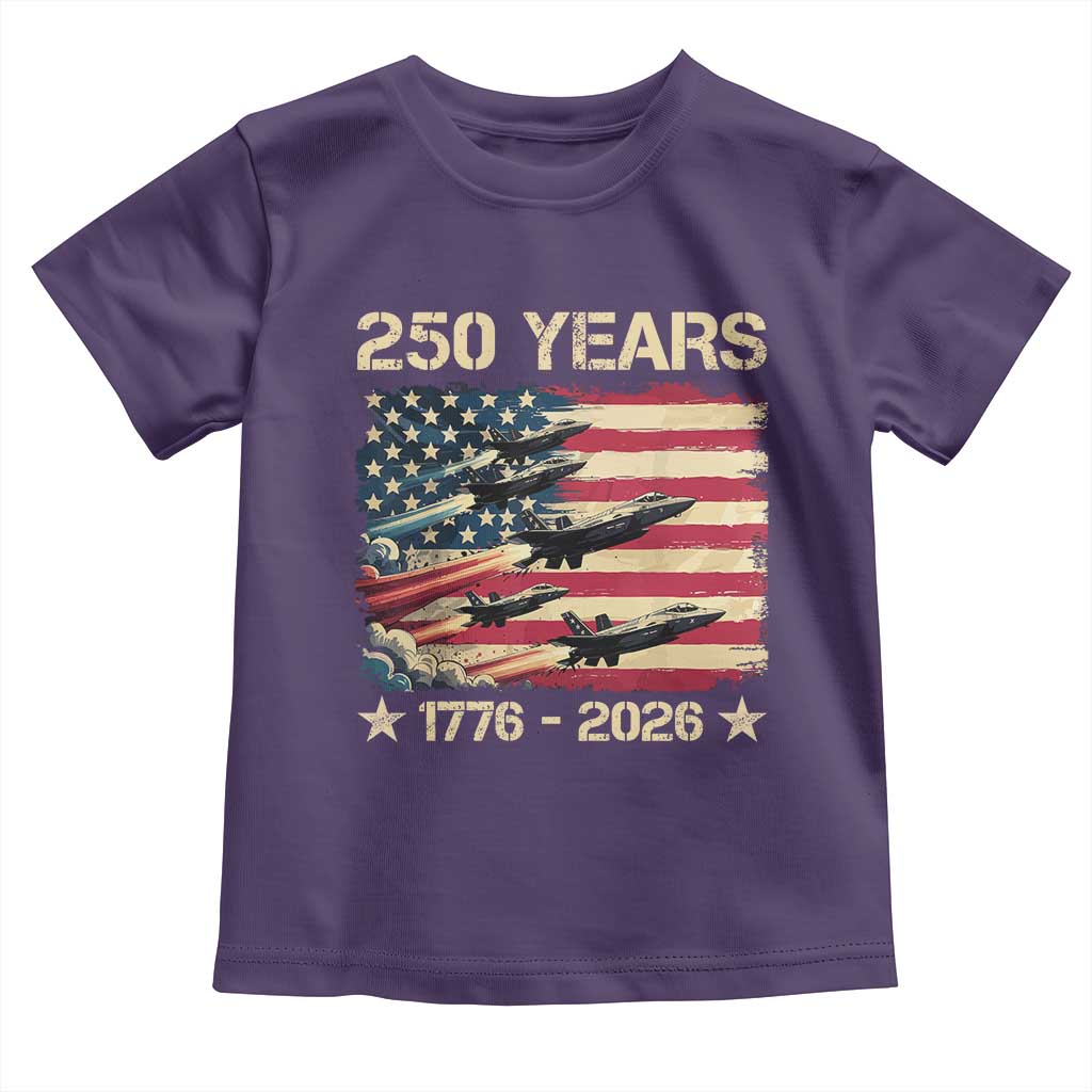 USA 250 Years 1776 2026 Patriotic Jets Trail American Flag Toddler T Shirt