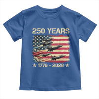 USA 250 Years 1776 2026 Patriotic Jets Trail American Flag Toddler T Shirt