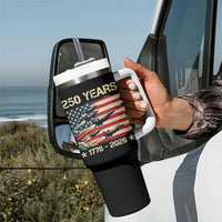 USA 250 Years 1776 2026 Patriotic Jets Trail American Flag Tumbler With Handle