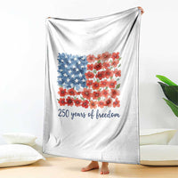 US 250 Years Of Freedom Throw Blanket Retro Flower American Flag