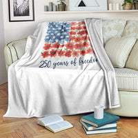 US 250 Years Of Freedom Throw Blanket Retro Flower American Flag