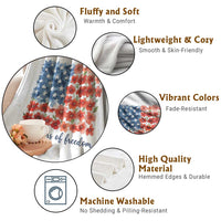 US 250 Years Of Freedom Throw Blanket Retro Flower American Flag