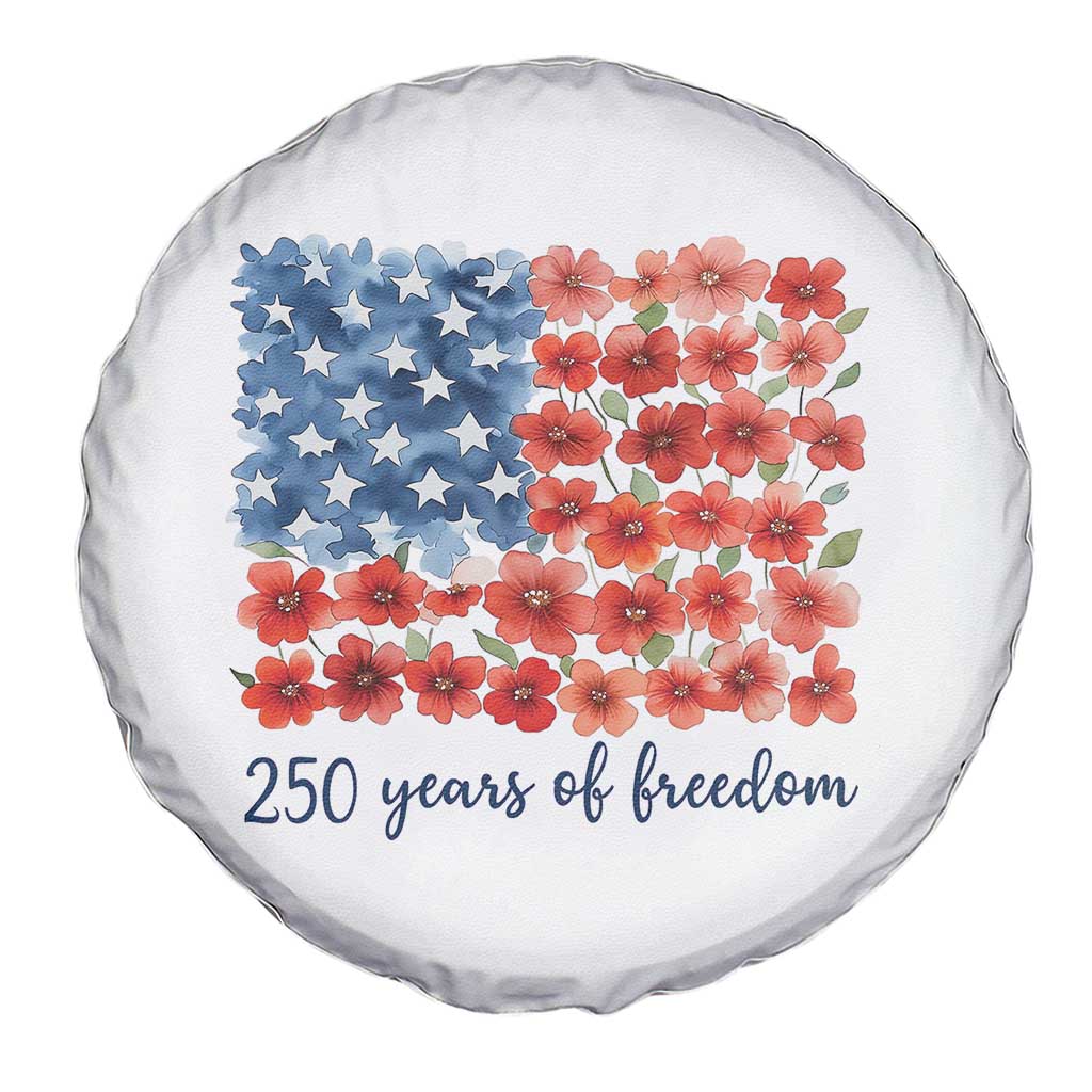 US 250 Years Of Freedom Spare Tire Cover Retro Flower American Flag