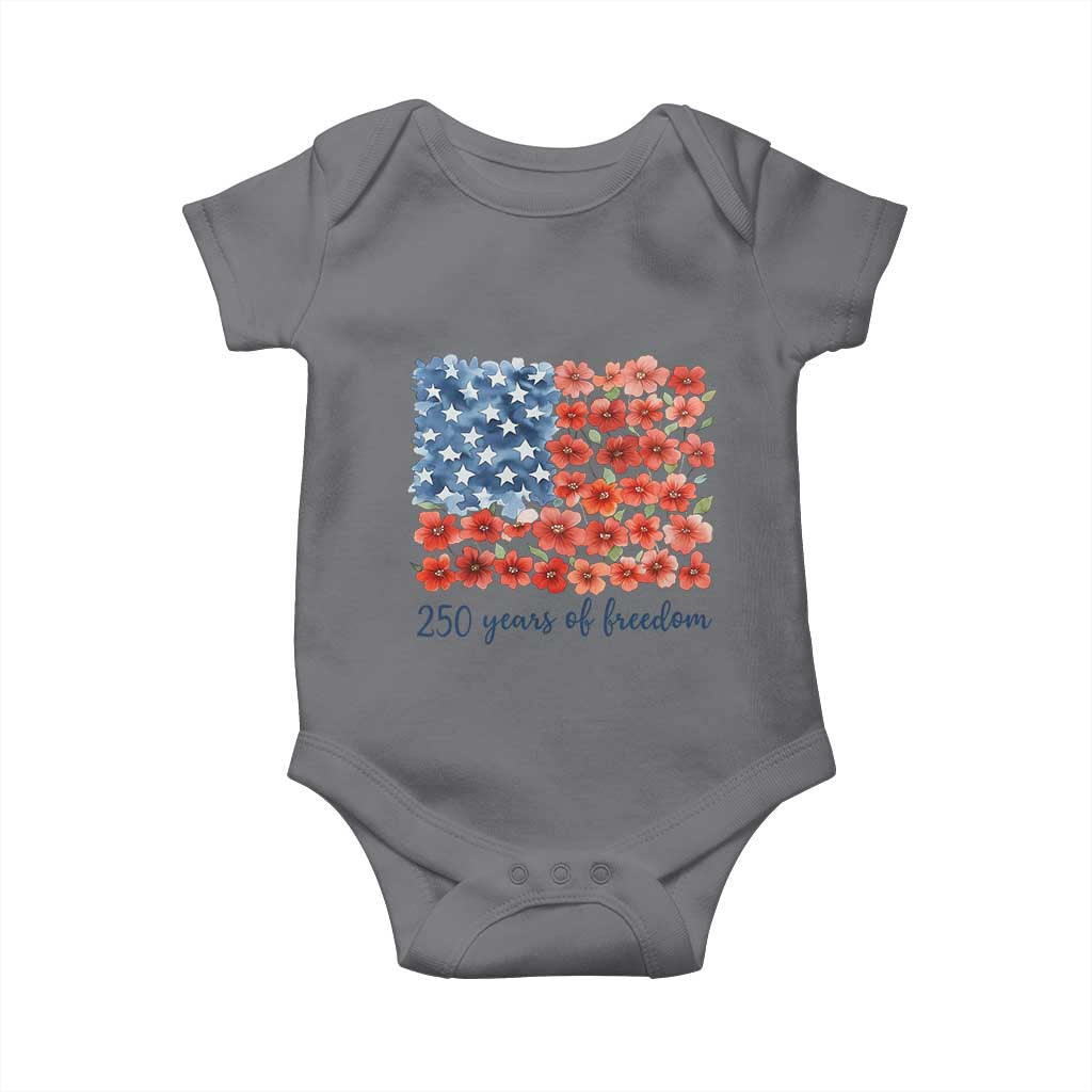 US 250 Years Of Freedom Baby Onesie Retro Flower American Flag