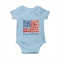US 250 Years Of Freedom Baby Onesie Retro Flower American Flag