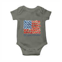 US 250 Years Of Freedom Baby Onesie Retro Flower American Flag