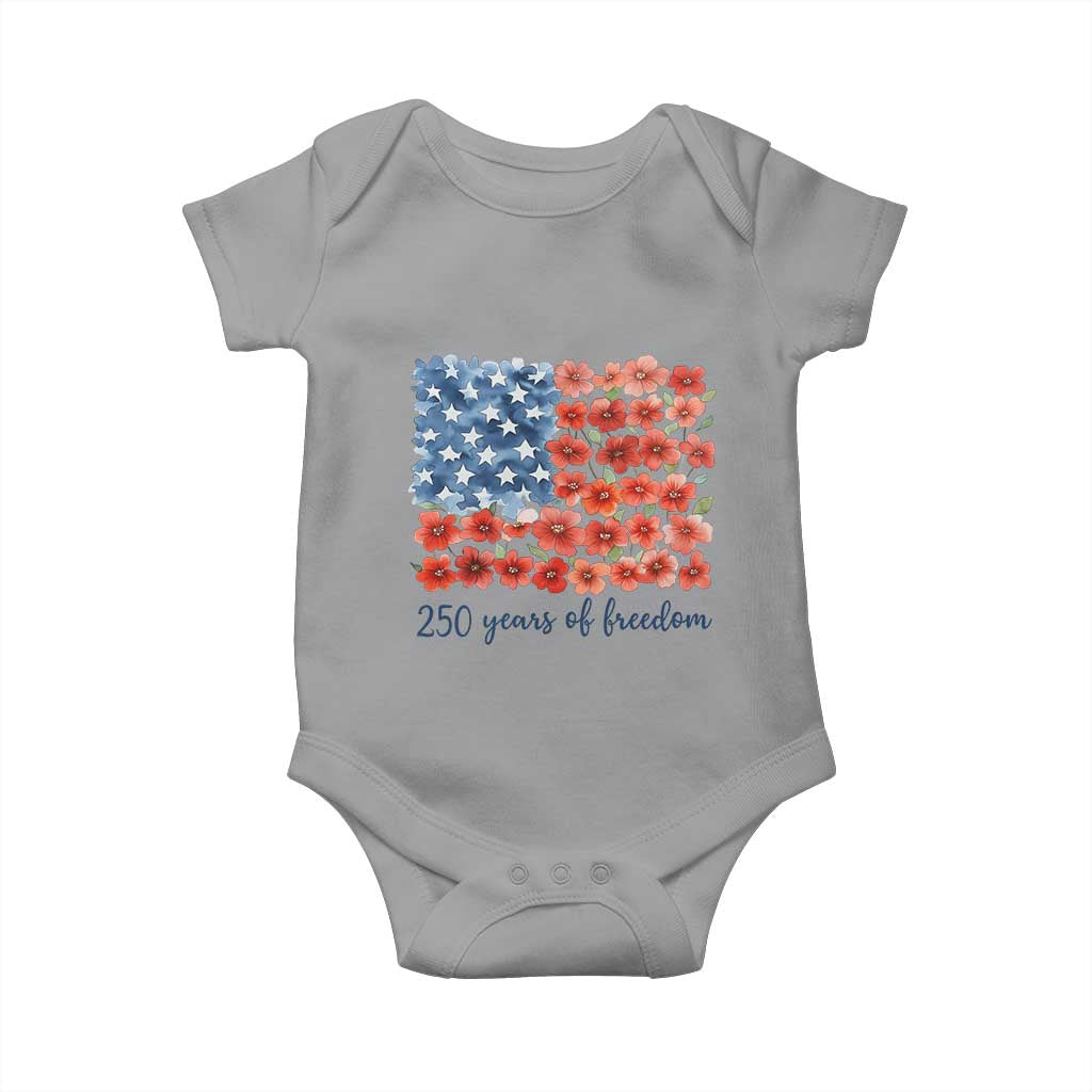 US 250 Years Of Freedom Baby Onesie Retro Flower American Flag