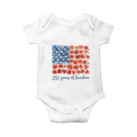 US 250 Years Of Freedom Baby Onesie Retro Flower American Flag
