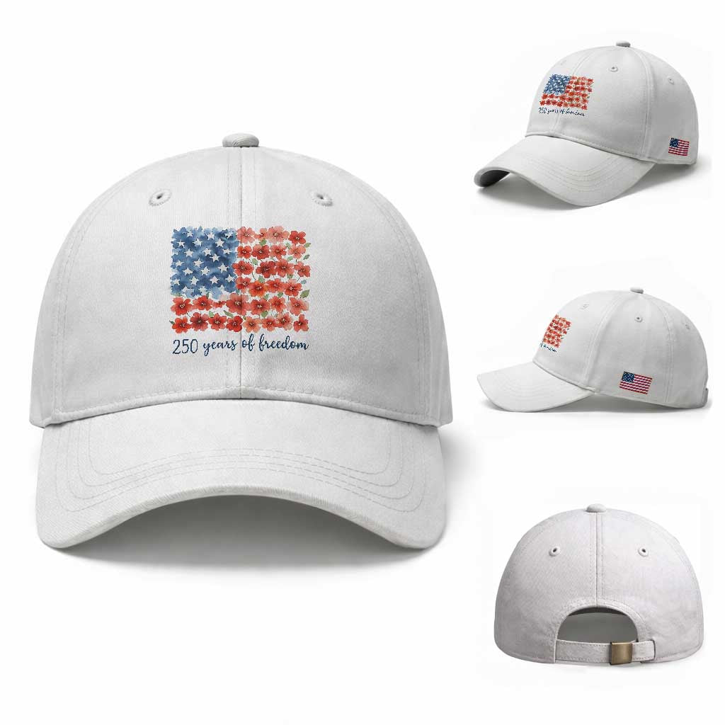 US 250 Years Of Freedom Baseball Cap Retro Flower American Flag
