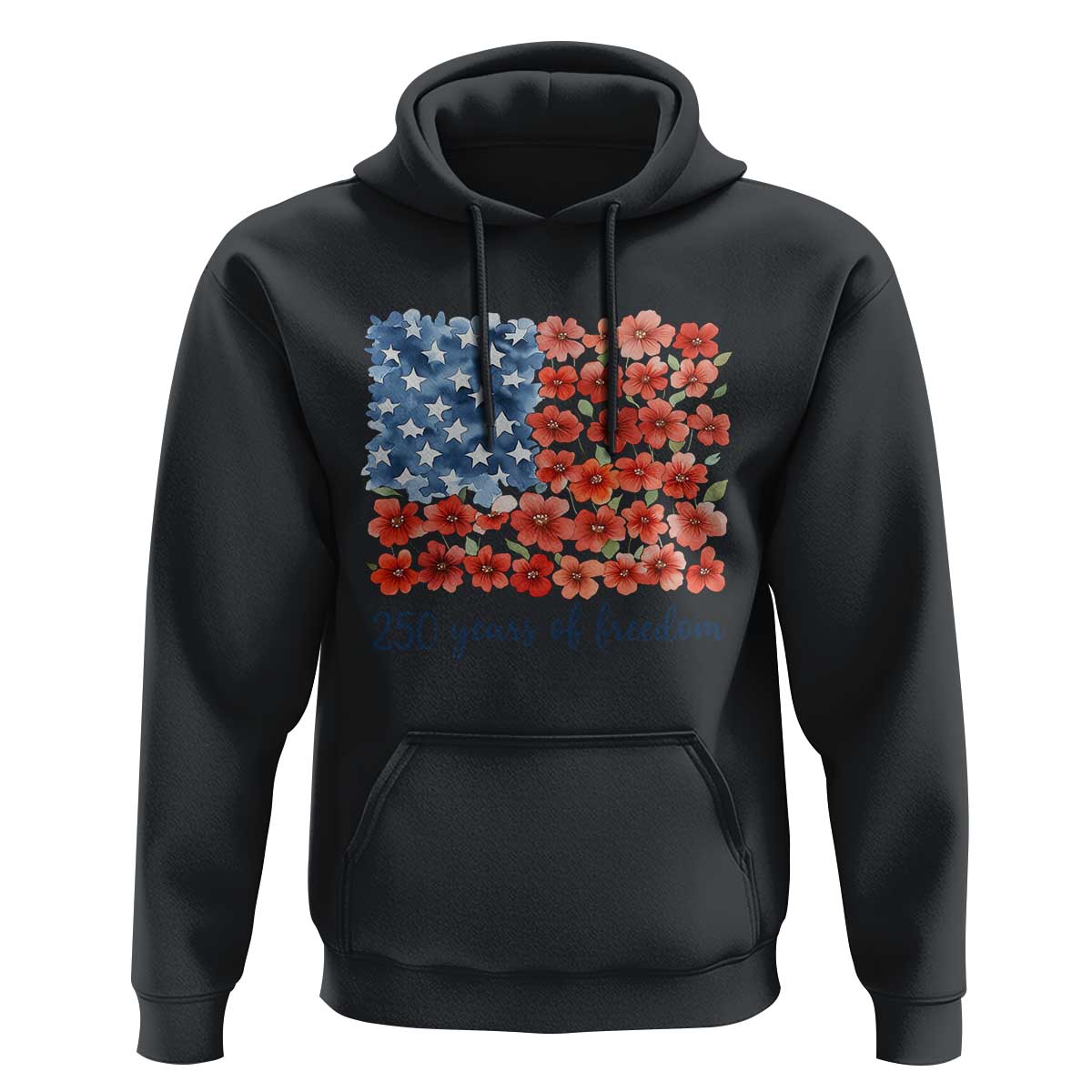 US 250 Years Of Freedom Hoodie Retro Flower American Flag