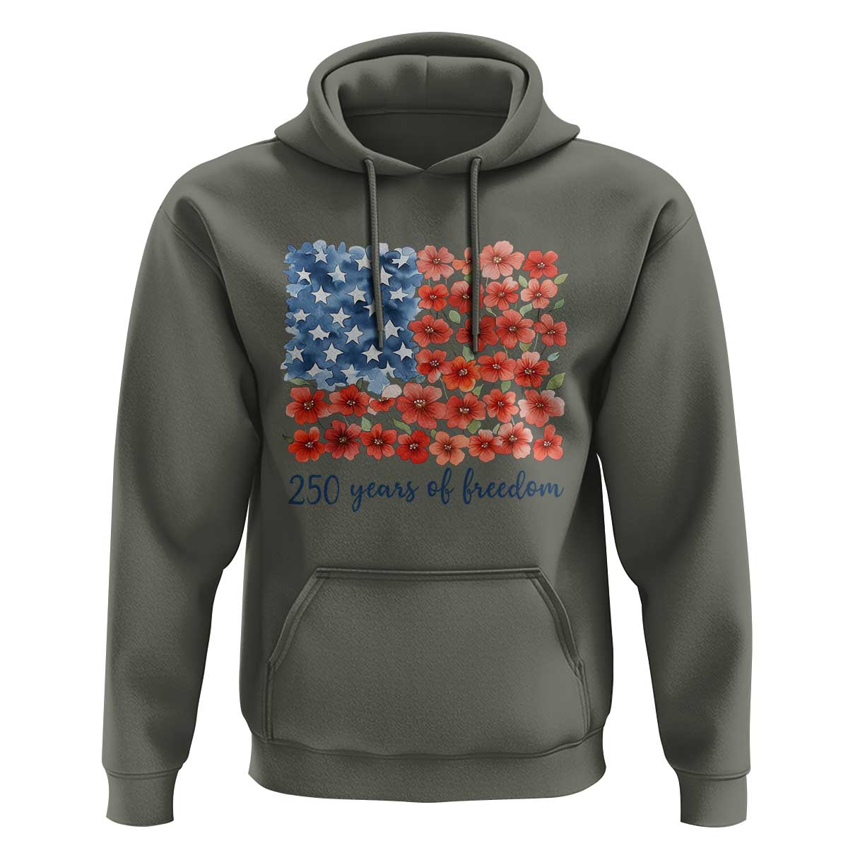 US 250 Years Of Freedom Hoodie Retro Flower American Flag