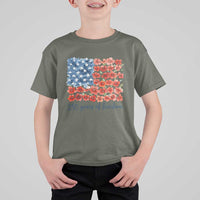 US 250 Years Of Freedom T Shirt For Kid Retro Flower American Flag