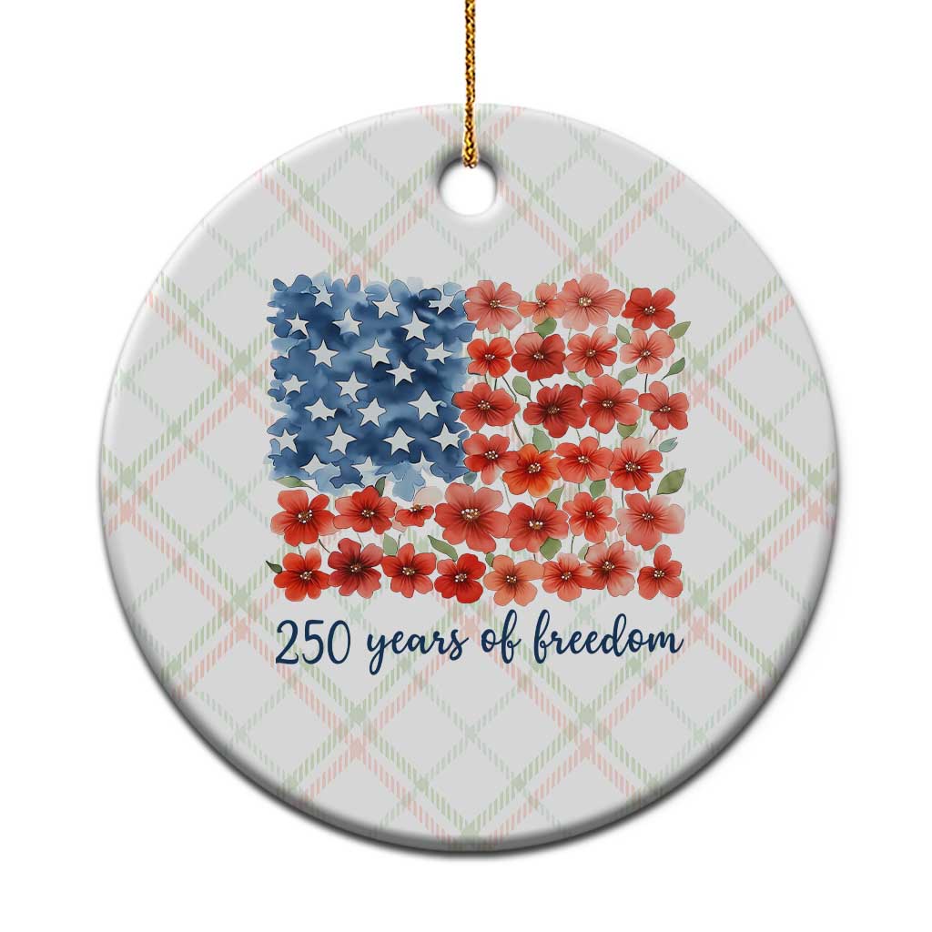 US 250 Years Of Freedom Ceramic Ornament Retro Flower American Flag