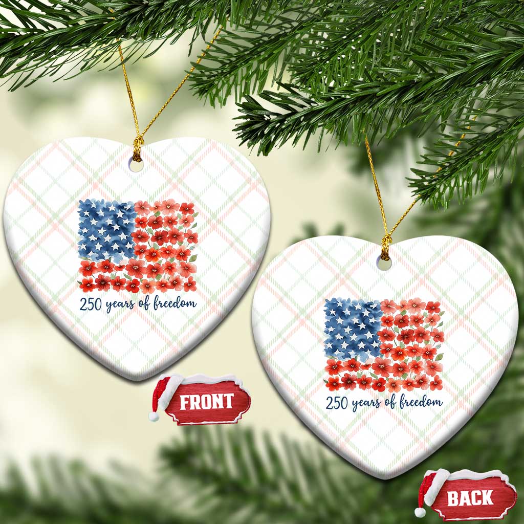 US 250 Years Of Freedom Ceramic Ornament Retro Flower American Flag