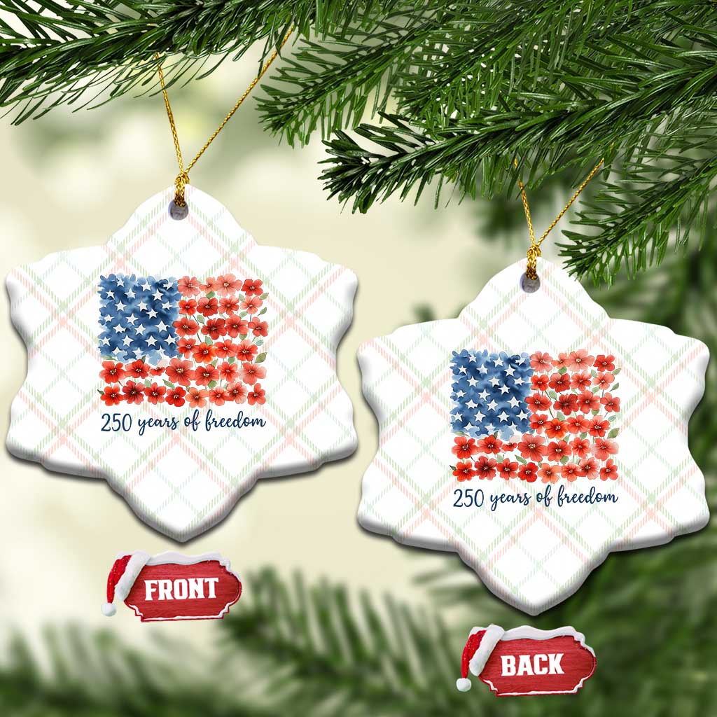 US 250 Years Of Freedom Ceramic Ornament Retro Flower American Flag