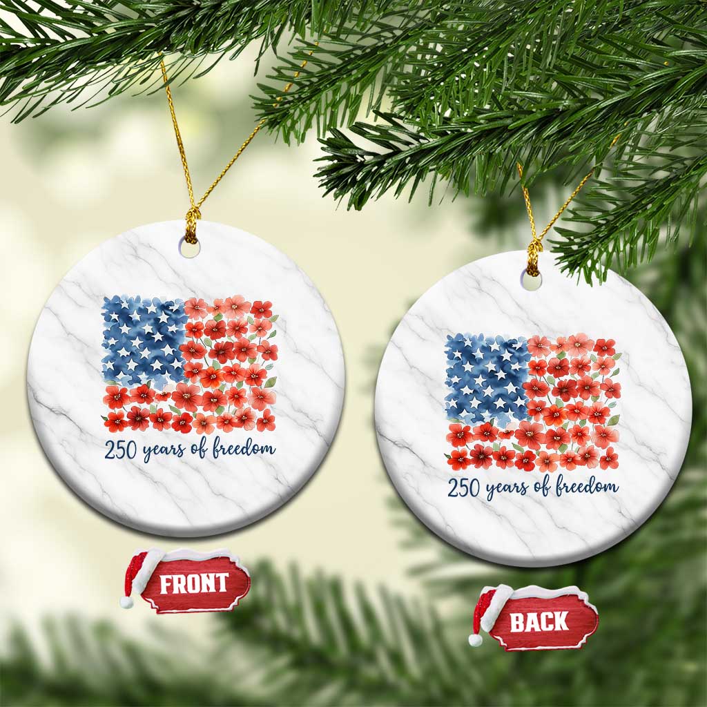 US 250 Years Of Freedom Ceramic Ornament Retro Flower American Flag