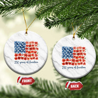 US 250 Years Of Freedom Ceramic Ornament Retro Flower American Flag