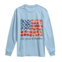 US 250 Years Of Freedom Long Sleeve Shirt Retro Flower American Flag