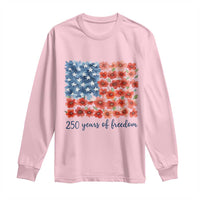 US 250 Years Of Freedom Long Sleeve Shirt Retro Flower American Flag