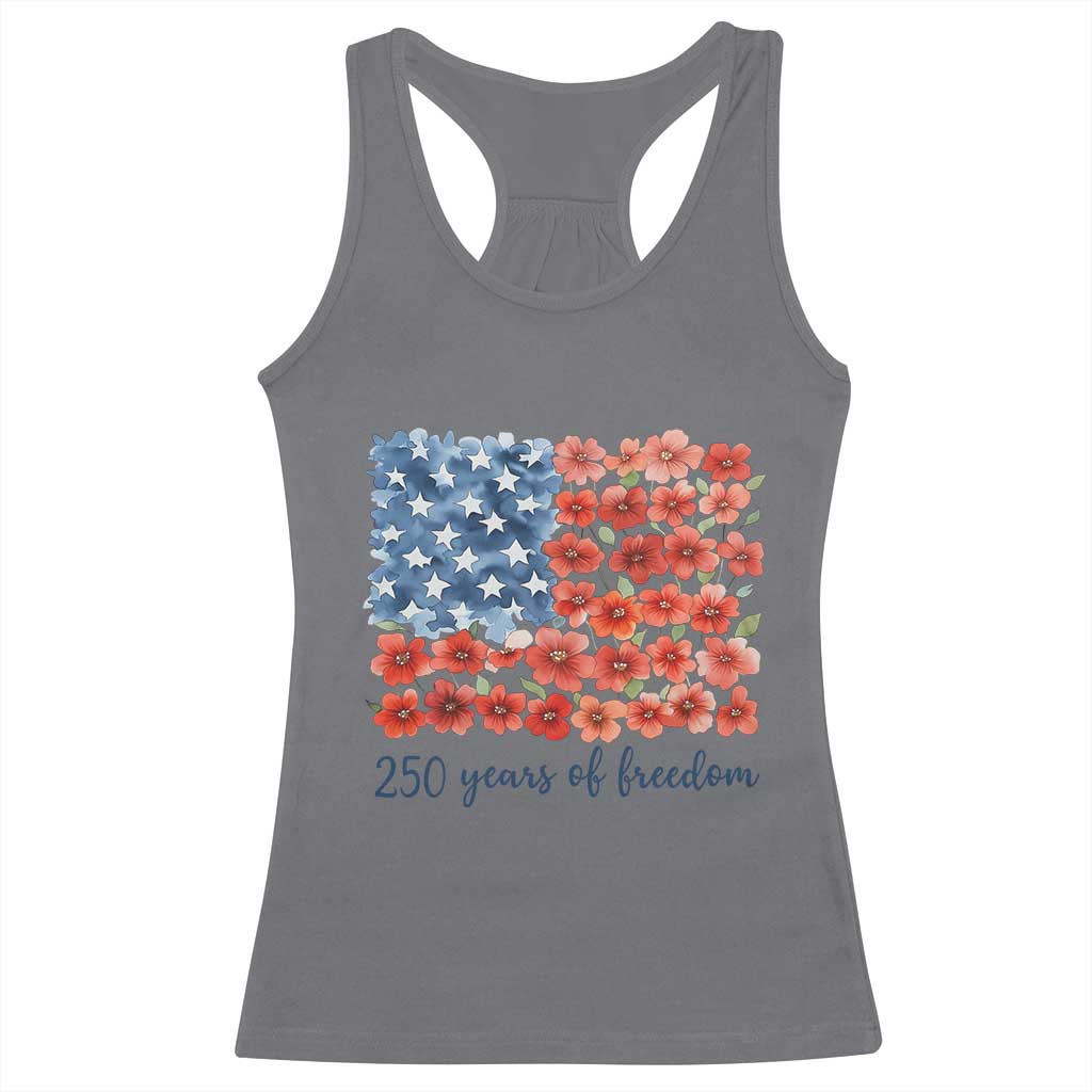 US 250 Years Of Freedom Racerback Tank Top Retro Flower American Flag