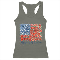 US 250 Years Of Freedom Racerback Tank Top Retro Flower American Flag