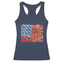 US 250 Years Of Freedom Racerback Tank Top Retro Flower American Flag