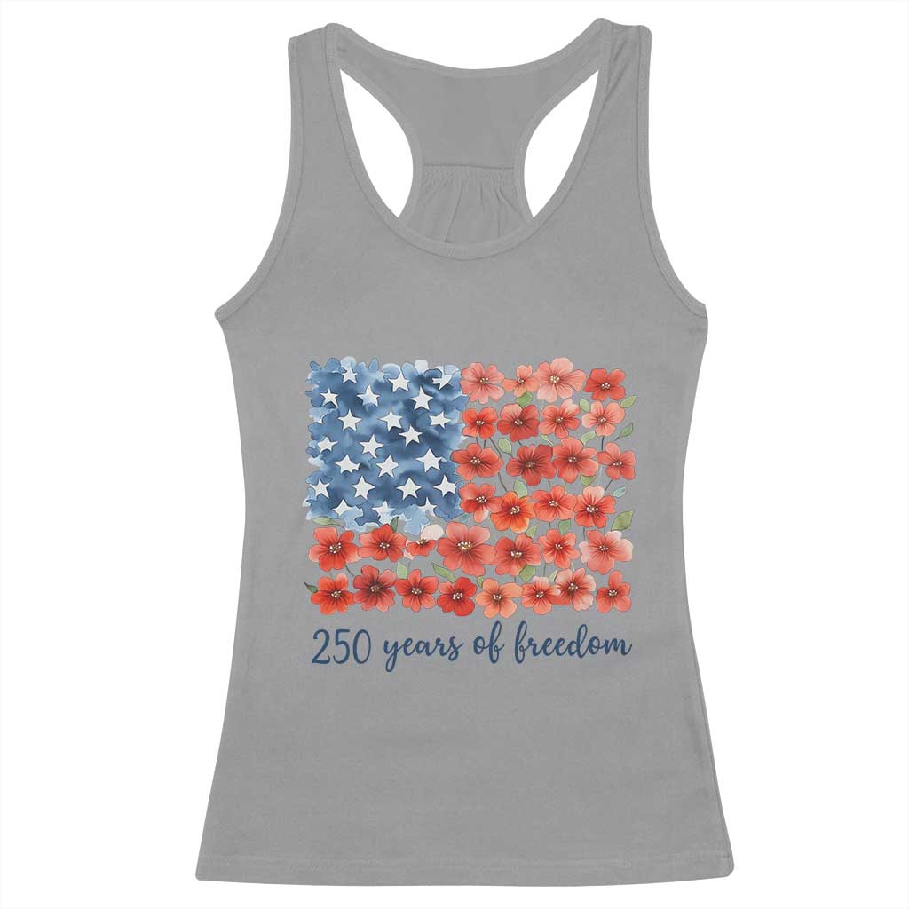 US 250 Years Of Freedom Racerback Tank Top Retro Flower American Flag