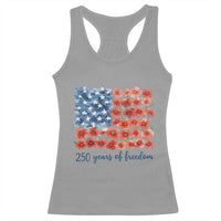 US 250 Years Of Freedom Racerback Tank Top Retro Flower American Flag