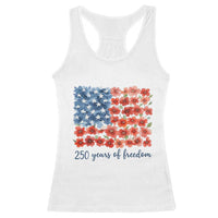 US 250 Years Of Freedom Racerback Tank Top Retro Flower American Flag