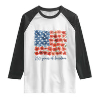 US 250 Years Of Freedom Raglan Shirt Retro Flower American Flag