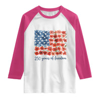 US 250 Years Of Freedom Raglan Shirt Retro Flower American Flag