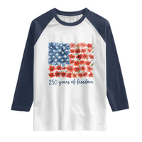 US 250 Years Of Freedom Raglan Shirt Retro Flower American Flag