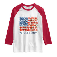 US 250 Years Of Freedom Raglan Shirt Retro Flower American Flag