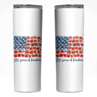US 250 Years Of Freedom Skinny Tumbler Retro Flower American Flag