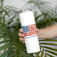 US 250 Years Of Freedom Skinny Tumbler Retro Flower American Flag