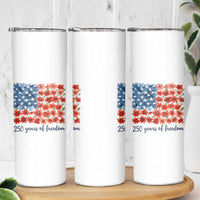 US 250 Years Of Freedom Skinny Tumbler Retro Flower American Flag