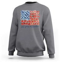 US 250 Years Of Freedom Sweatshirt Retro Flower American Flag