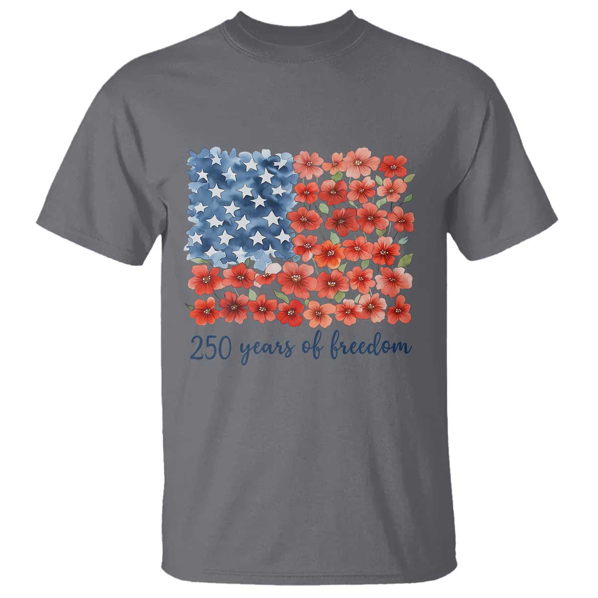 US 250 Years Of Freedom T Shirt Retro Flower American Flag