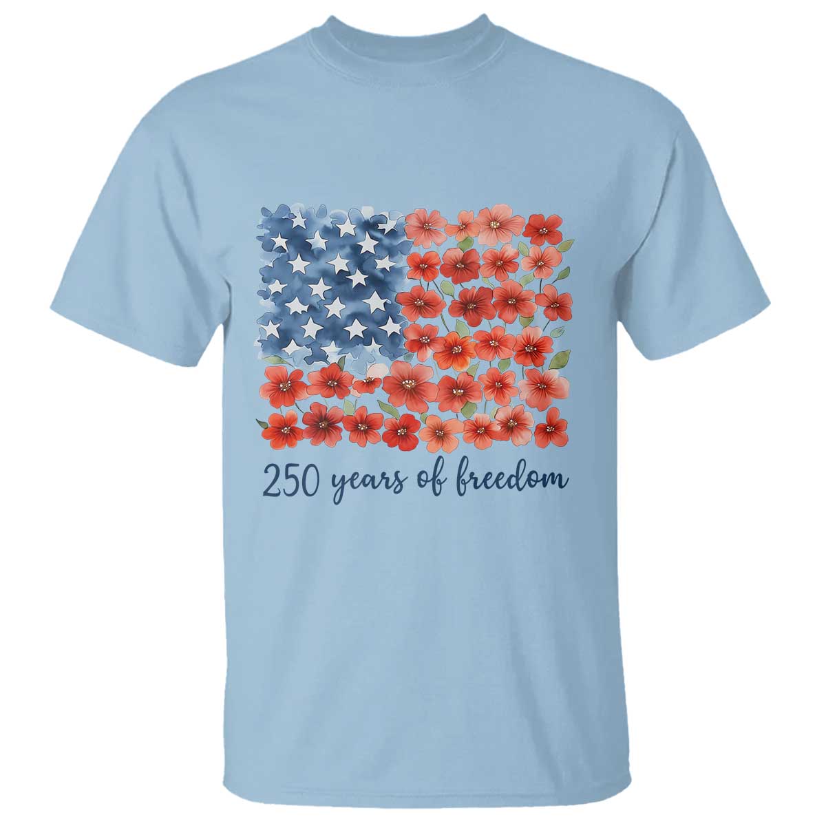 US 250 Years Of Freedom T Shirt Retro Flower American Flag