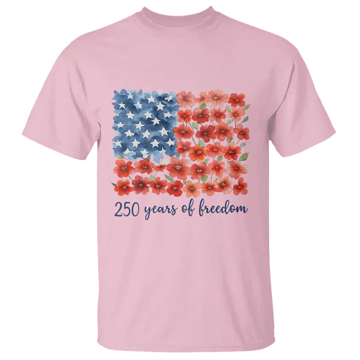 US 250 Years Of Freedom T Shirt Retro Flower American Flag