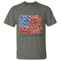 US 250 Years Of Freedom T Shirt Retro Flower American Flag