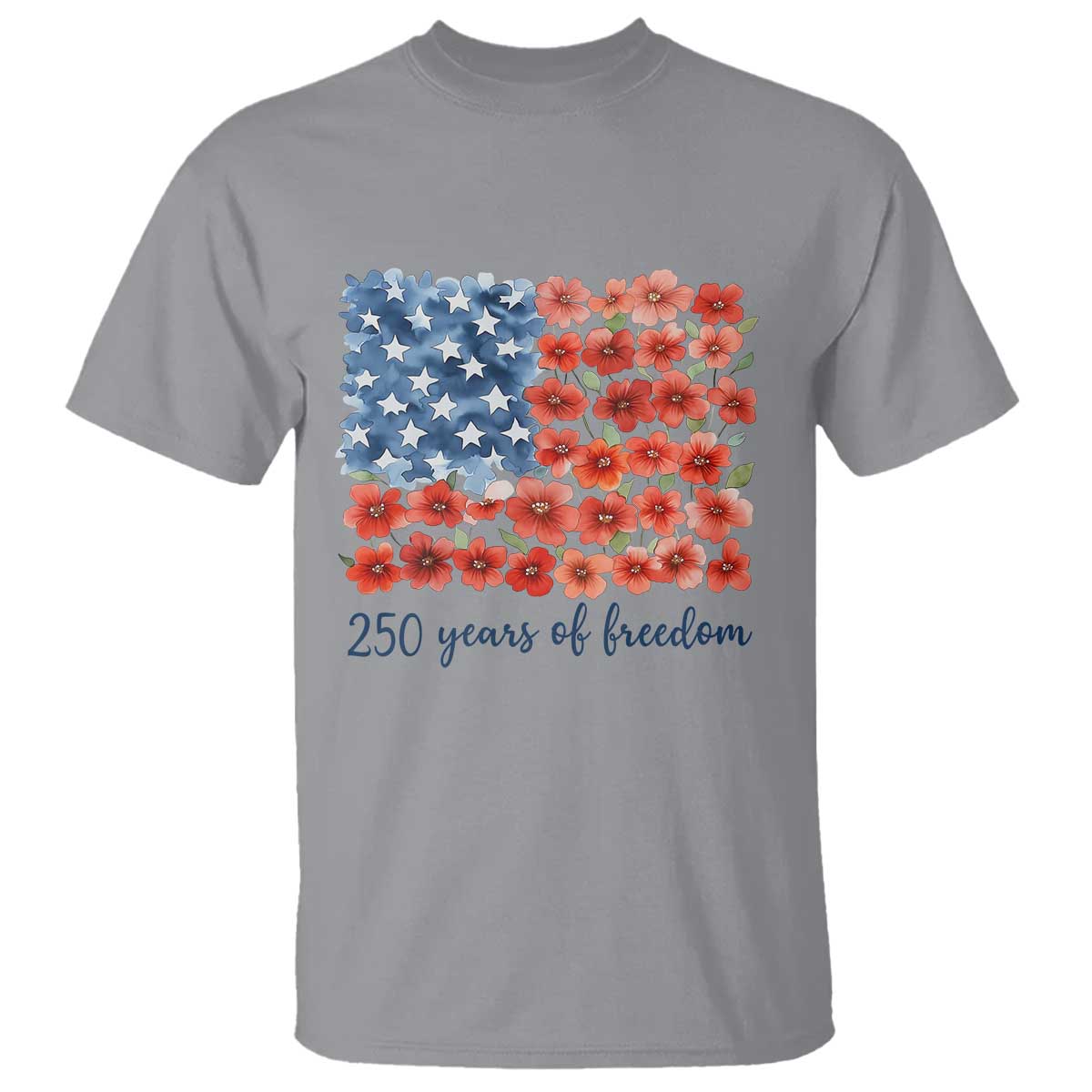 US 250 Years Of Freedom T Shirt Retro Flower American Flag