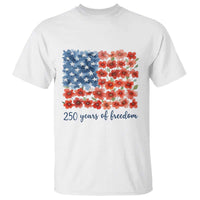 US 250 Years Of Freedom T Shirt Retro Flower American Flag