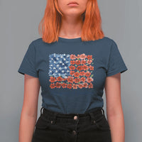 US 250 Years Of Freedom T Shirt For Women Retro Flower American Flag