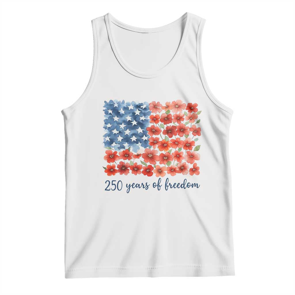 US 250 Years Of Freedom Tank Top Retro Flower American Flag