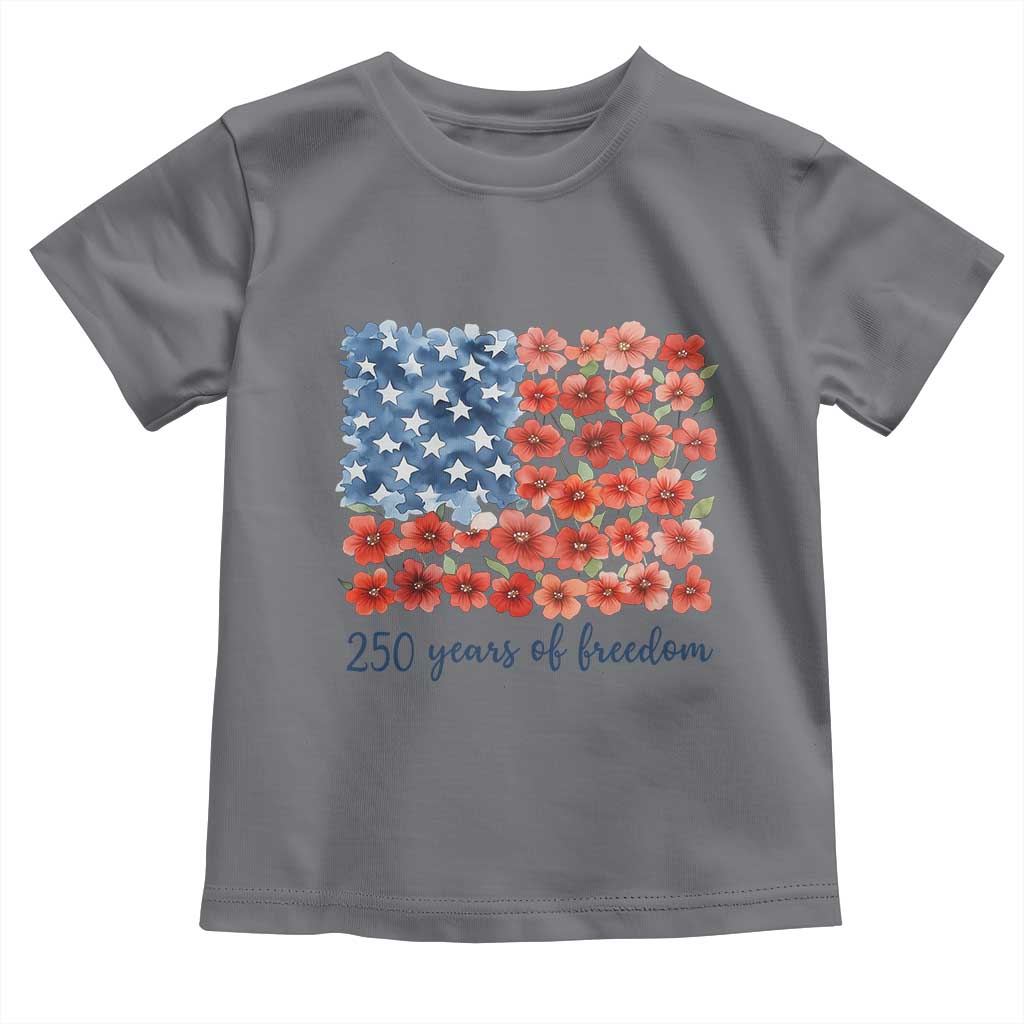 US 250 Years Of Freedom Toddler T Shirt Retro Flower American Flag