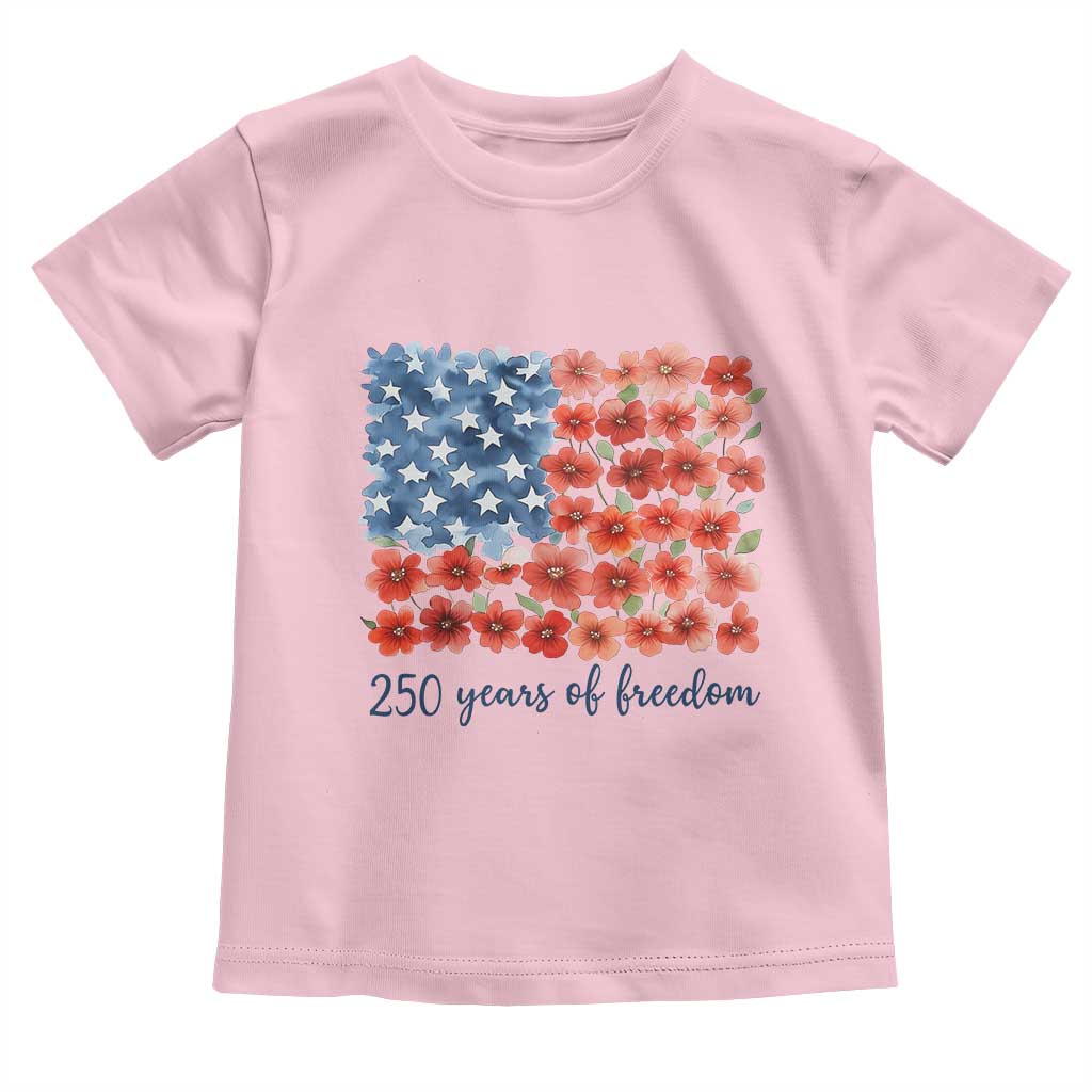 US 250 Years Of Freedom Toddler T Shirt Retro Flower American Flag