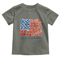 US 250 Years Of Freedom Toddler T Shirt Retro Flower American Flag